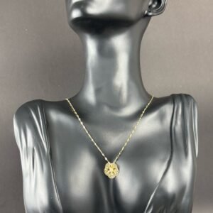 Corrente Personalizada com Pingente de Flor Personalizado 45cm em Ouro 18k